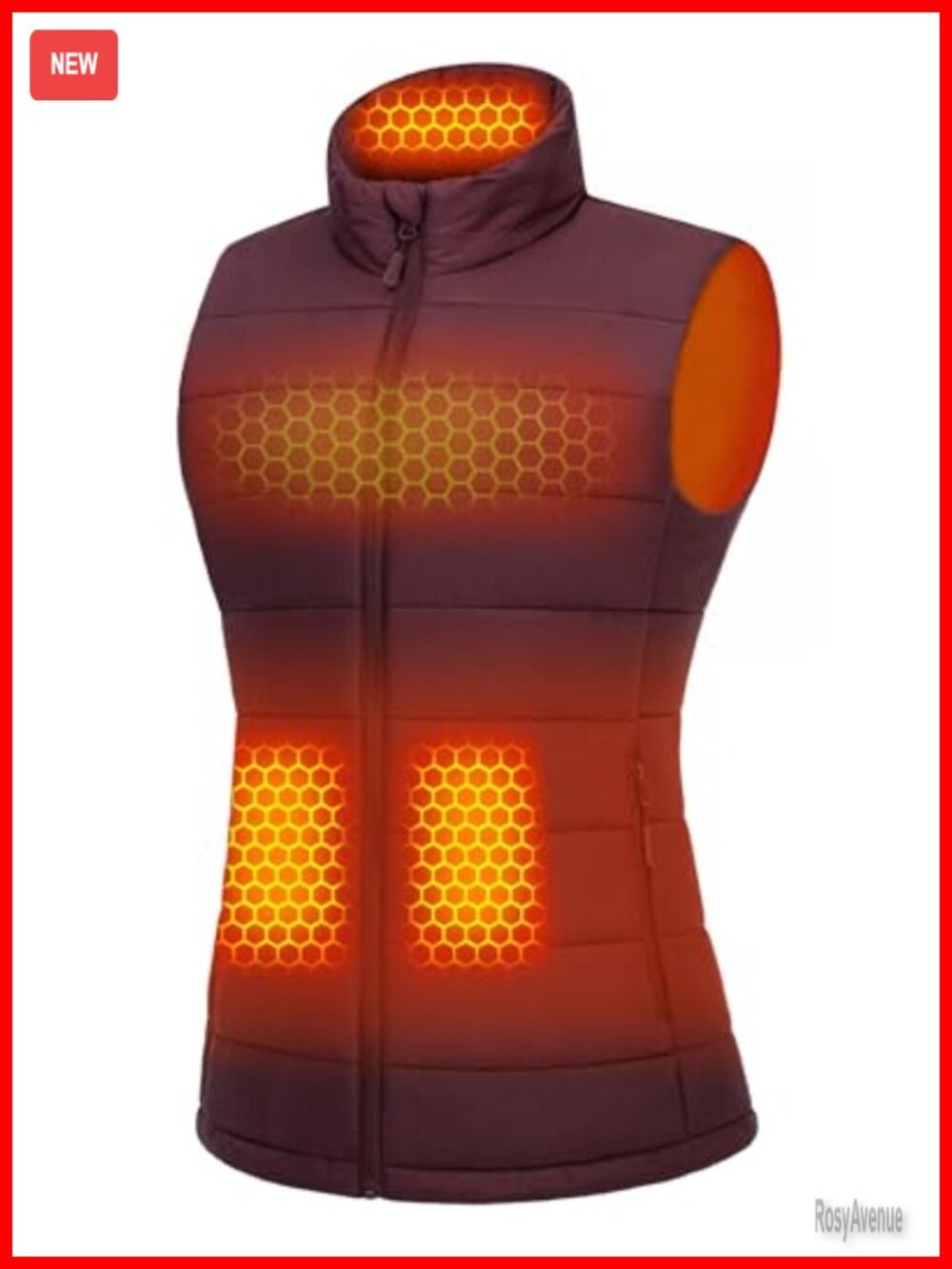 Graphene Heated Vest Women Lightweight Fitted Zipper Outdoor Hiking Ski
